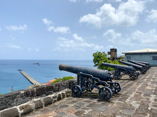 Fototapeta na wymiar Cannons Overlooking St Georges Bay