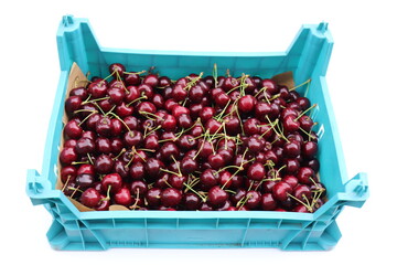 Kiste mit Süßkirschen.