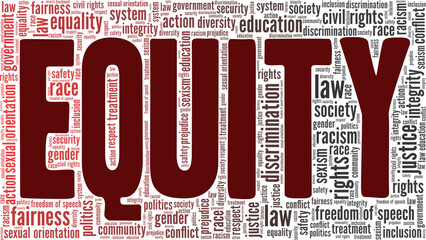 Equity vector illustration word cloud isolated on a white background.