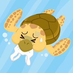 ビニール袋を食べるウミガメ