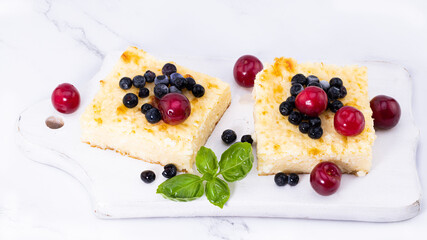 Cottage cheese casserole with berries. Сurd pie