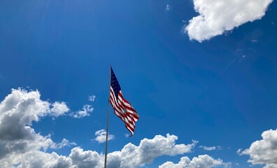 american flag waving in the wind