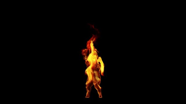 Cool girl silhouette in flames doing a sexy dance