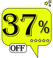 37% off Floating yellow balloon for promotional offers and discounts.