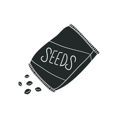 Sack of Seeds Icon Silhouette Illustration. Gardening and Agriculture Vector Graphic Pictogram Symbol Clip Art. Doodle Sketch Black Sign.