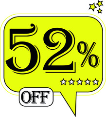 52% off Floating yellow balloon for promotional offers and discounts.
