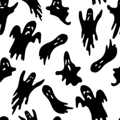 seamless pattern with halloween ghosts