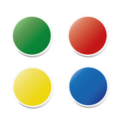 Set of 4 stickers with no text: green, red, yellow, navy-blue
