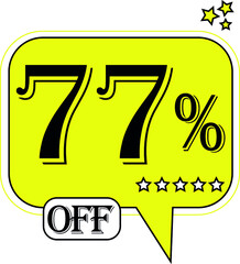 77% off Floating yellow balloon for promotional offers and discounts.