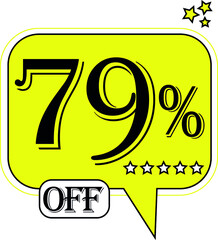 79% off Floating yellow balloon for promotional offers and discounts.