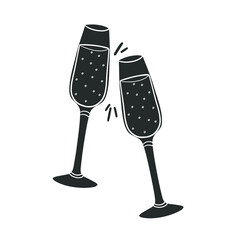 Tast Cups Icon Silhouette Illustration. Drink Celebration Vector Graphic Pictogram Symbol Clip Art. Doodle Sketch Black Sign.