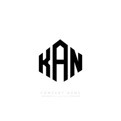 KAN letter logo design with polygon shape. KAN polygon logo monogram. KAN cube logo design. KAN hexagon vector logo template white and black colors. KAN monogram, KAN business and real estate logo. 