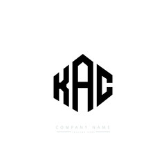 KAC letter logo design with polygon shape. KAC polygon logo monogram. KAC cube logo design. KAC hexagon vector logo template white and black colors. KAC monogram, KAC business and real estate logo.  - obrazy, fototapety, plakaty