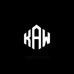 KAW letter logo design with polygon shape. KAW polygon logo monogram. KAW cube logo design. KAW hexagon vector logo template white and black colors. KAW monogram, KAW business and real estate logo. 