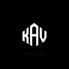 KAV letter logo design with polygon shape. KAV polygon logo monogram. KAV cube logo design. KAV hexagon vector logo template white and black colors. KAV monogram, KAV business and real estate logo. 