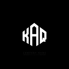 KAQ letter logo design with polygon shape. KAQ polygon logo monogram. KAQ cube logo design. KAQ hexagon vector logo template white and black colors. KAQ monogram, KAQ business and real estate logo. 