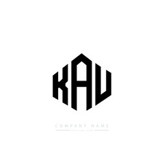 KAU letter logo design with polygon shape. KAU polygon logo monogram. KAU cube logo design. KAU hexagon vector logo template white and black colors. KAU monogram, KAU business and real estate logo. 