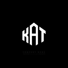 KAT letter logo design with polygon shape. KAT polygon logo monogram. KAT cube logo design. KAT hexagon vector logo template white and black colors. KAT monogram, KAT business and real estate logo. 