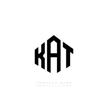 KAT letter logo design with polygon shape. KAT polygon logo monogram. KAT cube logo design. KAT hexagon vector logo template white and black colors. KAT monogram, KAT business and real estate logo. 