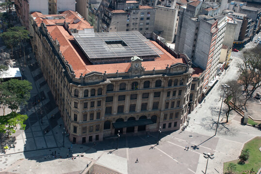 Aerial view of Pra&ccedil;a dos Correios (Post Office Square). S&atilde;o Paulo, Brazil