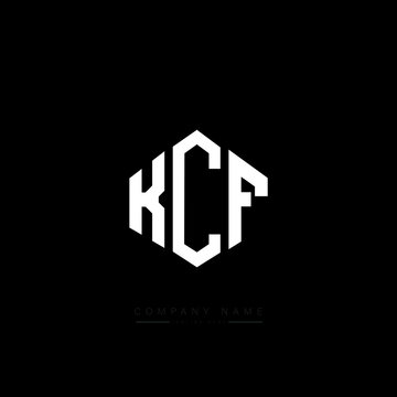 KCF letter logo design with polygon shape. KCF polygon logo monogram. KCF cube logo design. KCF hexagon vector logo template white and black colors. KCF monogram, KCF business and real estate logo. 