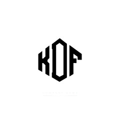 KDF letter logo design with polygon shape. KDF polygon logo monogram. KDF cube logo design. KDF hexagon vector logo template white and black colors. KDF monogram, KDF business and real estate logo. 