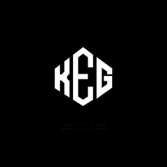 KEG letter logo design with polygon shape. KEG polygon logo monogram. KEG cube logo design. KEG hexagon vector logo template white and black colors. KEG monogram, KEG business and real estate logo. 