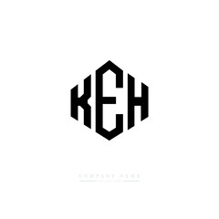 KEH letter logo design with polygon shape. KEH polygon logo monogram. KEH cube logo design. KEH hexagon vector logo template white and black colors. KEH monogram, KEH business and real estate logo. 