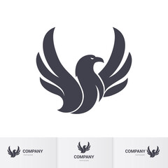 Simple Eagle Icon Head for Mascot Logo Template. Bird Silhouette Logo. Abstract Minimalistic illustration Flying Fowl