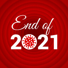 Print with Zero Symbol as COVID-19 Virus-Cell Icon End of 2021. Isolated Illustration - Covid Coronavirus Concept