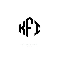 Fototapeta premium KFI letter logo design with polygon shape. KFI polygon logo monogram. KFI cube logo design. KFI hexagon vector logo template white and black colors. KFI monogram, KFI business and real estate logo. 