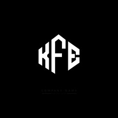 KFE letter logo design with polygon shape. KFE polygon logo monogram. KFE cube logo design. KFE hexagon vector logo template white and black colors. KFE monogram, KFE business and real estate logo. 