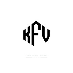 KFV letter logo design with polygon shape. KFV polygon logo monogram. KFV cube logo design. KFV hexagon vector logo template white and black colors. KFV monogram, KFV business and real estate logo. 