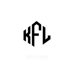KFL letter logo design with polygon shape. KFL polygon logo monogram. KFL cube logo design. KFL hexagon vector logo template white and black colors. KFL monogram, KFL business and real estate logo. 