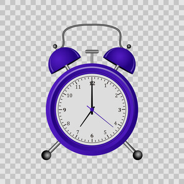 Vector realistic 3d illustration of red alarm clock, white background.