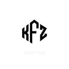 Fototapeta KFZ letter logo design with polygon shape. KFZ polygon logo monogram. KFZ cube logo design. KFZ hexagon vector logo template white and black colors. KFZ monogram, KFZ business and real estate logo.  obraz