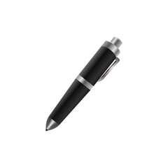 Black and silver pen in realistic style isolated on a white background.