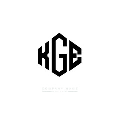 KGE letter logo design with polygon shape. KGE polygon logo monogram. KGE cube logo design. KGE hexagon vector logo template white and black colors. KGE monogram, KGE business and real estate logo. 