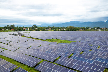 Rows of Photovoltaic Panels at a Solar farm in Nepal.
