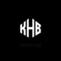 Fototapeta premium KHB letter logo design with polygon shape. KHB polygon logo monogram. KHB cube logo design. KHB hexagon vector logo template white and black colors. KHB monogram, KHB business and real estate logo. 