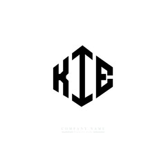 KIE letter logo design with polygon shape. KIE polygon logo monogram. KIE cube logo design. KIE hexagon vector logo template white and black colors. KIE monogram, KIE business and real estate logo. 