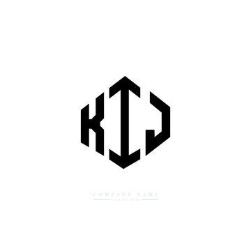 KIJ letter logo design with polygon shape. KIJ polygon logo monogram. KIJ cube logo design. KIJ hexagon vector logo template white and black colors. KIJ monogram, KIJ business and real estate logo. 