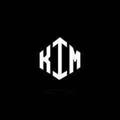 KIM letter logo design with polygon shape. KIM polygon logo monogram. KIM cube logo design. KIM hexagon vector logo template white and black colors. KIM monogram, KIM business and real estate logo. 