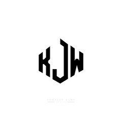 KJW letter logo design with polygon shape. KJW polygon logo monogram. KJW cube logo design. KJW hexagon vector logo template white and black colors. KJW monogram, KJW business and real estate logo. 