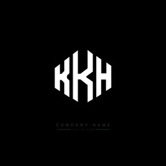KKH letter logo design with polygon shape. KKH polygon logo monogram. KKH cube logo design. KKH hexagon vector logo template white and black colors. KKH monogram, KKH business and real estate logo. 