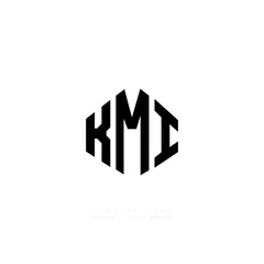 KMI letter logo design with polygon shape. KMI polygon logo monogram. KMI cube logo design. KMI hexagon vector logo template white and black colors. KMI monogram, KMI business and real estate logo. 