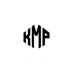 Fototapeta KMP letter logo design with polygon shape. KMP polygon logo monogram. KMP cube logo design. KMP hexagon vector logo template white and black colors. KMP monogram, KMP business and real estate logo.  obraz