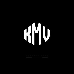 KMV letter logo design with polygon shape. KMV polygon logo monogram. KMV cube logo design. KMV hexagon vector logo template white and black colors. KMV monogram, KMV business and real estate logo. 