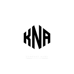 KNA letter logo design with polygon shape. KNA polygon logo monogram. KNA cube logo design. KNA hexagon vector logo template white and black colors. KNA monogram, KNA business and real estate logo. 