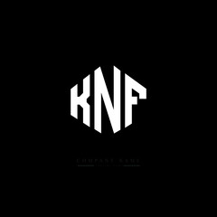 KNF letter logo design with polygon shape. KNF polygon logo monogram. KNF cube logo design. KNF hexagon vector logo template white and black colors. KNF monogram, KNF business and real estate logo. 